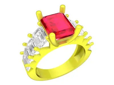 A7516 Fashion Diamond Emerald Women Ring 3D Model 3D print model