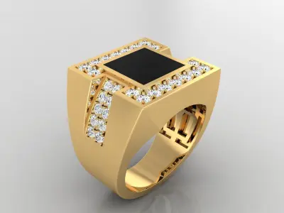 Ring M10   Mens luxury ring with enamel and gems 3D print model