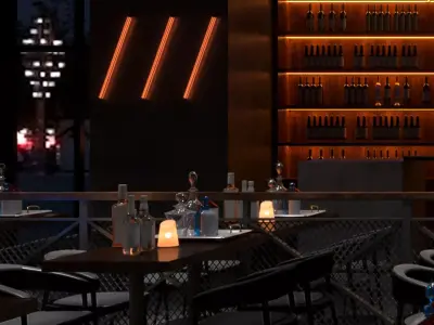 Luxury nightclub bar interior 12 3D model