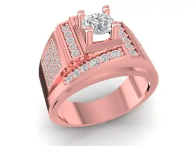 Luxury Square Diamond Men Ring 3D Model 2078 3D print model