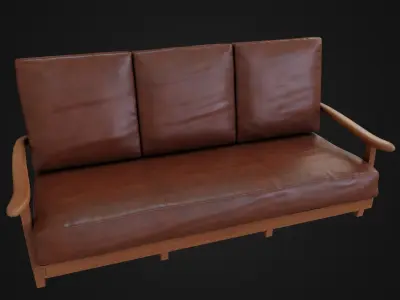 Leather Couch 01 Low-poly 3D model