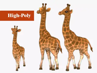 giraffe rig high-poly textured  3D model