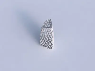 Vase curved tipping triangle with diagonal grid lattice 3D print model