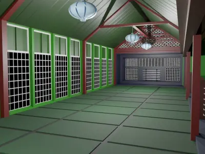 Dojo Hall Low-poly 3D model