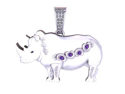 RHINO CHARM ANIMAL PENDANT 3D PRINTABLE MODEL  3D print model