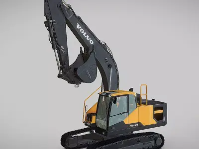 Excavator EC220EL Low-poly 3D model
