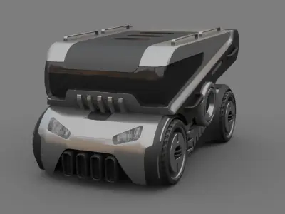 Sci-fi Truck rigged vehicle 3D model