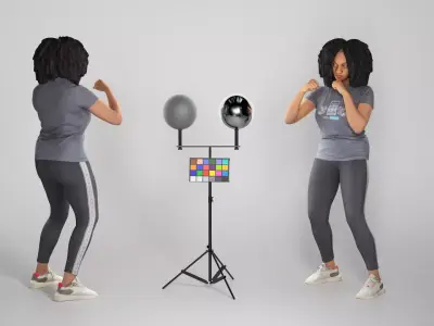 African young woman in boxing pose 292 Low-poly 3D model