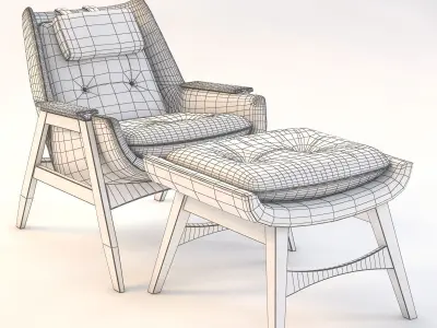 Adrian Pearsall Lounge Chair with Ottoman 3D model