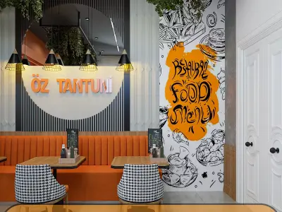 Cafe Restaurant Interior Design Scene 3D model