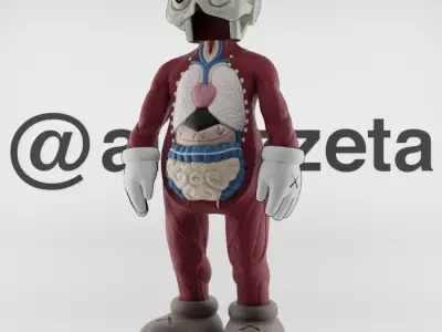 Kaws Entired Flayed Open Textured Low-poly 3D model