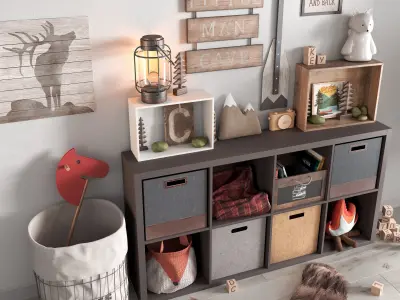 A Large Set Of Decor For A Nursery In Camp Style 3D model