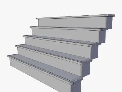 Stairs set of wooden 3D model