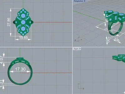 Art deco ring 3D print model 17