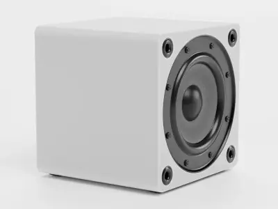 Subwoofer V3 - Universal White Audio System Low-poly 3D model