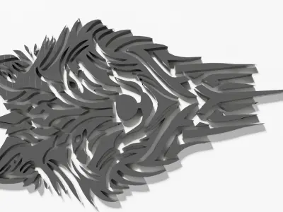 Laser Cut Wolf Head 3D Model Decorative Wall Art Low-poly 3D model