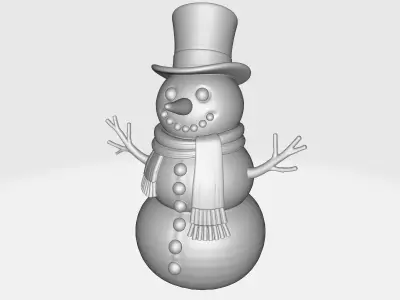 Snowman Model with Hat Scarf and Buttons  Festive Winter  3D print model