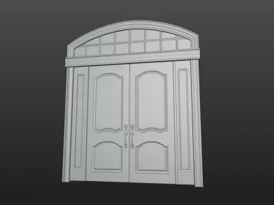 Fancy Entry Door with Archway and Pillars 3D model