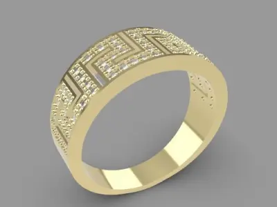 Greek key ring with diamonds  3D print model
