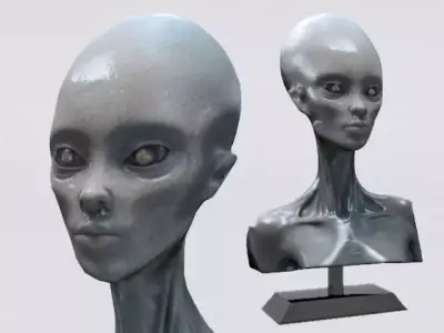 Alien Woman Bust  Low-poly 3D model