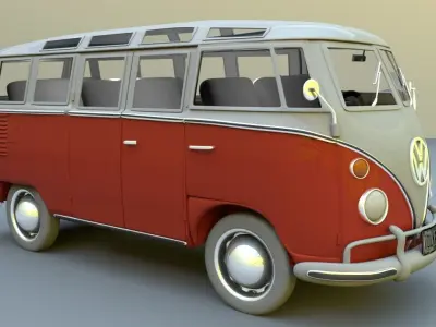 Volkswagen Samba T1 Bus 3D Model Low-poly 3D model