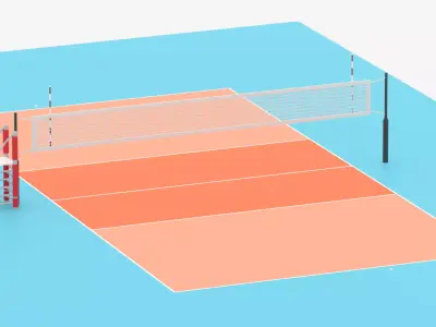 Cartoon Volleyball Court 3D model