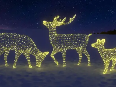 LED Deer Family 3D Wireframe Christmas Light Sculptures 3D model