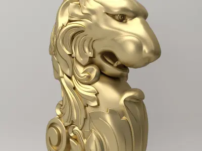 Lion Carved Balustrade 3D model