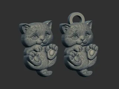 cute cat keychain cnc model 3D print model