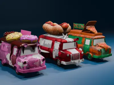 Food Trucks Low-poly 3D model