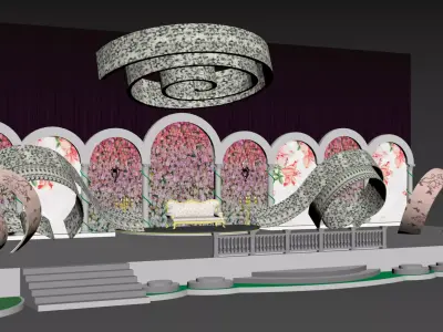 Wedding Reception Stage Design 3D model 3D model