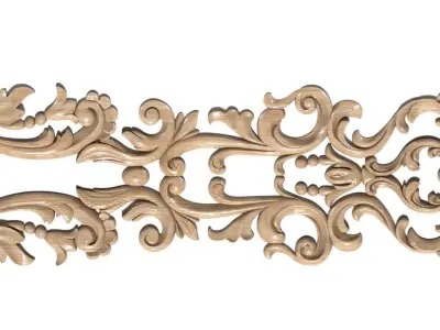 Cartouche-029 ornate wooden border 3D model