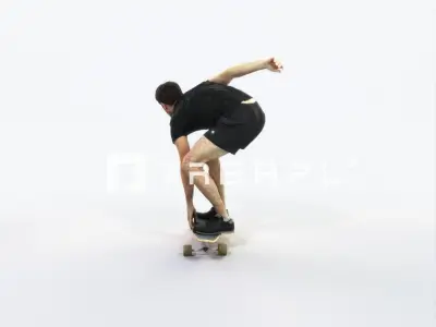 Flow 03B Riding a Skateboard Sports Man Low-poly 3D model