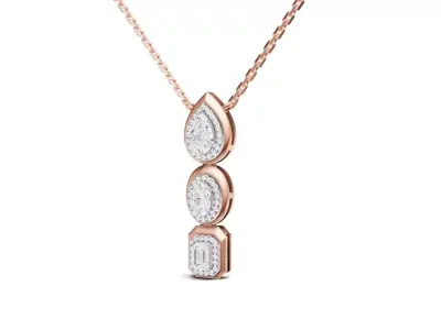 Fiery Rose Gold Diamond Tie Necklace With Pear Oval Emerald 3D print model