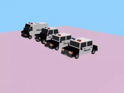 Low Poly Cartoon Police Car 3D Model 2025 Low-poly 3D model