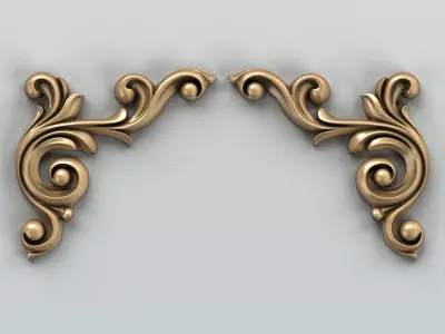 Carved decor corner 002 3D model