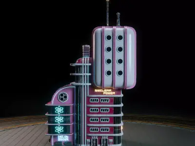 SCIFI ATOMPUNK BUILDING 02 Low-poly 3D model
