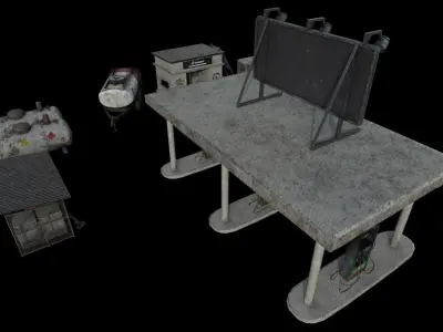 Gas Station Pack Low-poly 3D model
