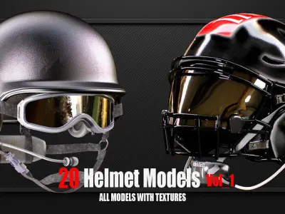 20 Helmet Models with Textures vol1 ready for Game  3D model