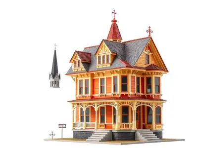 Victorian Gothic House model pack Low-poly 3D model