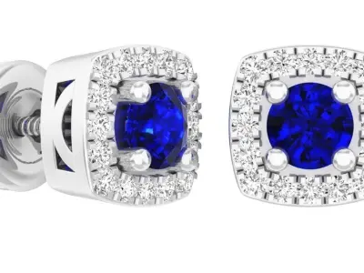 AV 293 Round Diamond Ladies Halo Style Stud Earring 3D print model