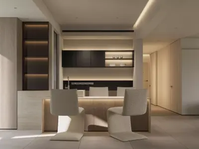 Modern living room dining room interior scenes  3D model 19