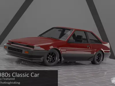 1980s Classic Car Fully Featured Low-poly 3D model