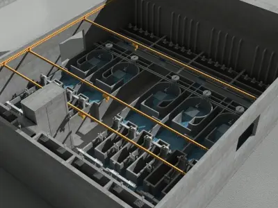 Sewage treatment plant facilities 3D model