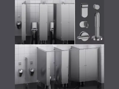 Sanitary partitions for public toilets FunderMax 2 3D model