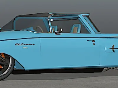 1960 El Camino SS Pro Street Car - High Poly 3D model