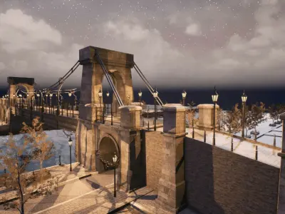 Gate Bridge Unreal Engine Low-poly 3D model