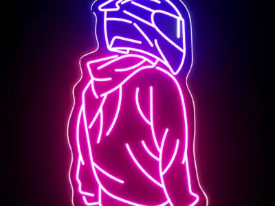 Motorcyclist Neon Sign 3D model