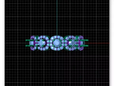 five round halo engagement jewelry ring 3D print model