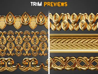 50 Ornamental Trim Brushes   Vol 42 Low-poly 3D model